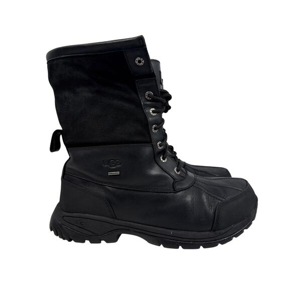 UGG Butte Winter Boots Mens 9.5 Waterproof Black Leather‎ Sheepskin Lined 5521 main image 5